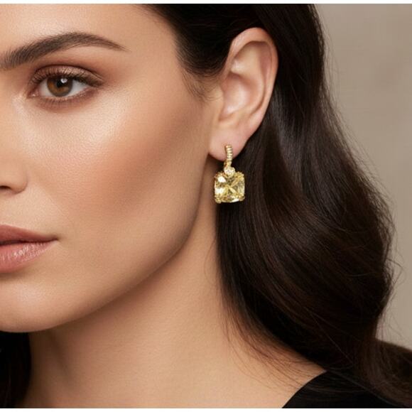 JUDITH RIPKA 18K Yellow Gold Lola Yellow Crystal & Diamond Earrings - Picture 3 of 16